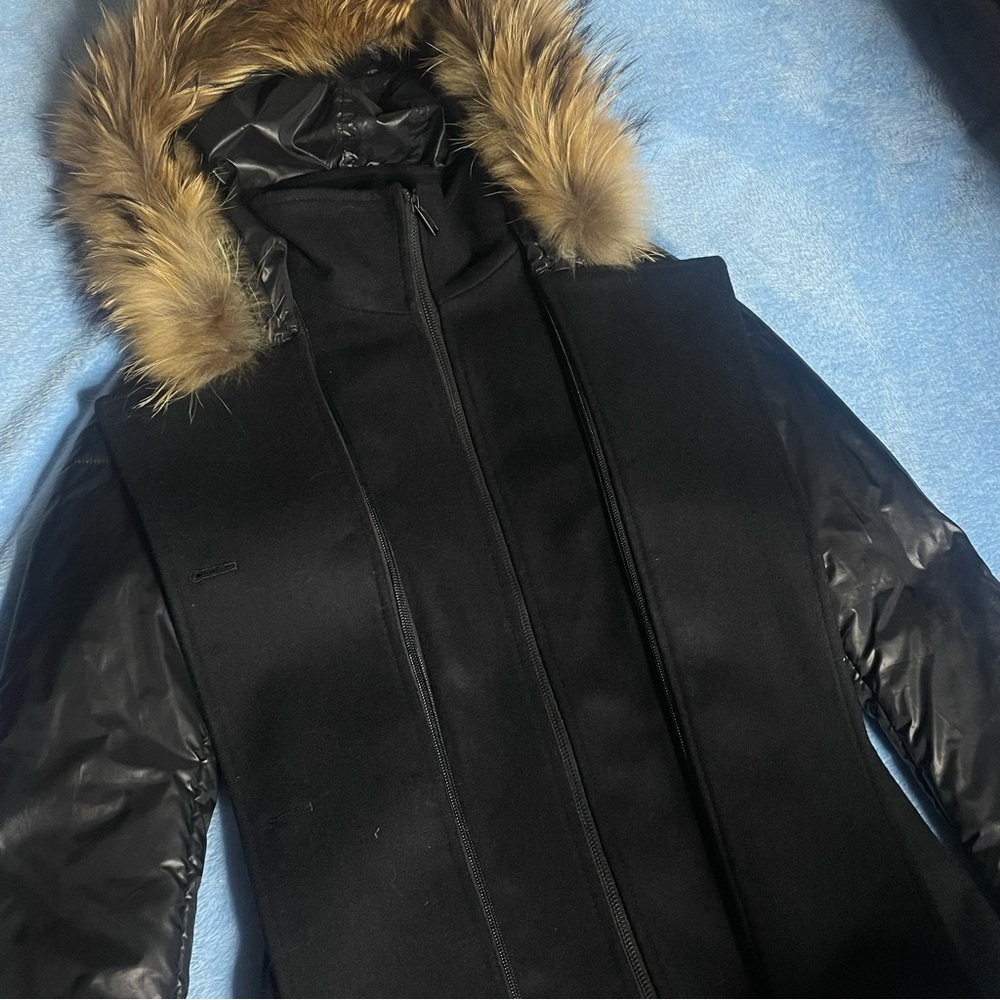Soia & Kyo Wool Coat with Detachable!! Fur Hood